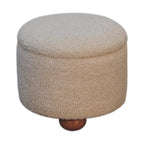 Cream Boucle Storage Footstool