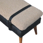 Boucle x Black Leather Bench