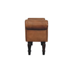 Brown Buffalo Leather Rolled Arms Bench