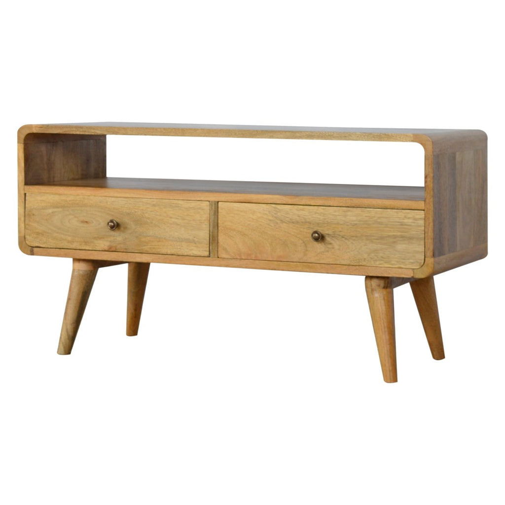 Curved Solid Wood Media Unit
