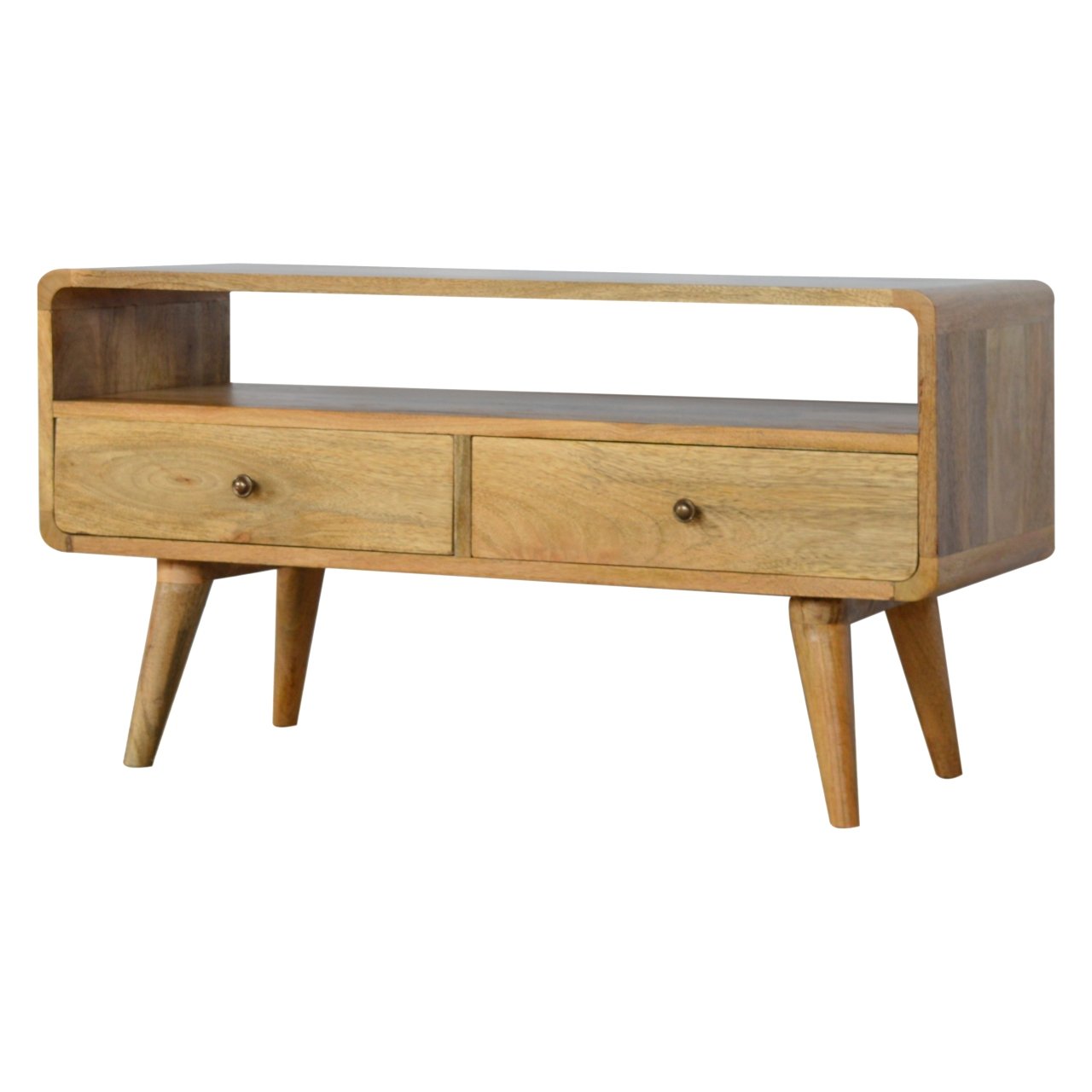 Curved Solid Wood Media Unit