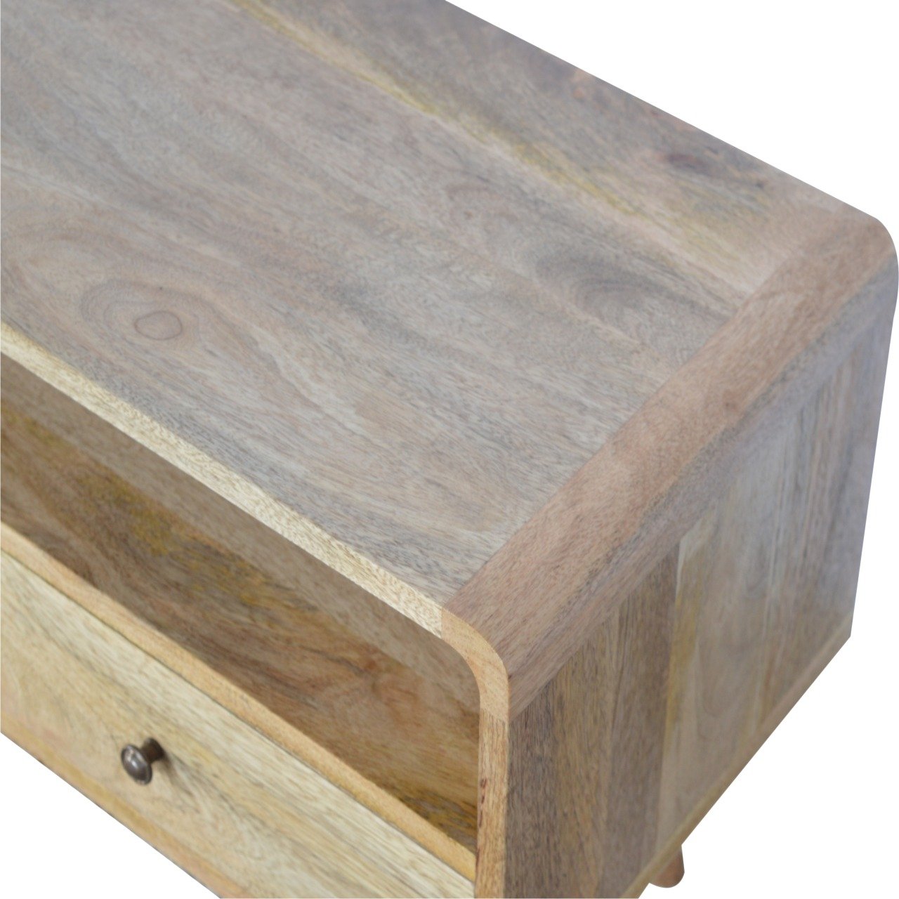 Curved Solid Wood Media Unit