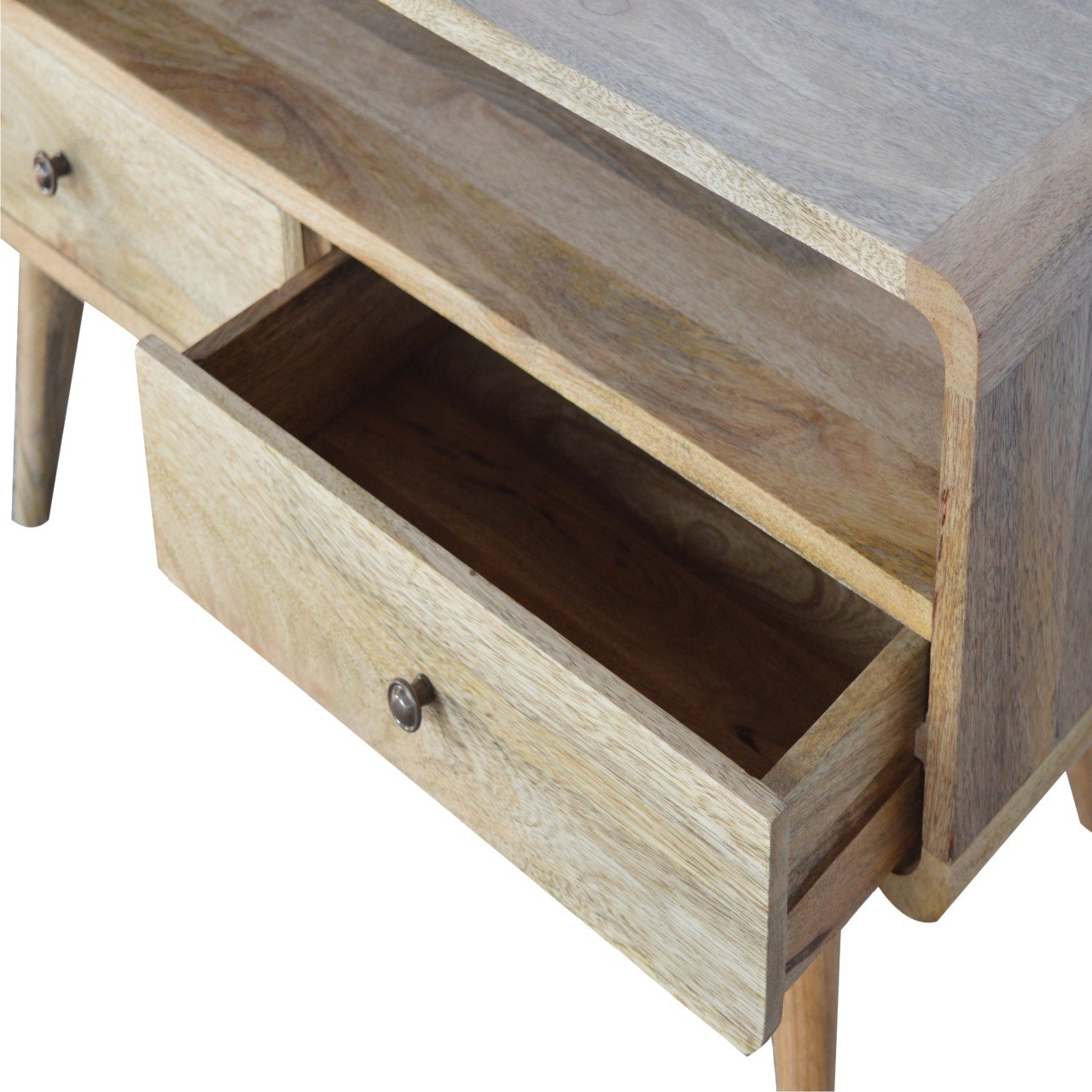 Curved Solid Wood Media Unit